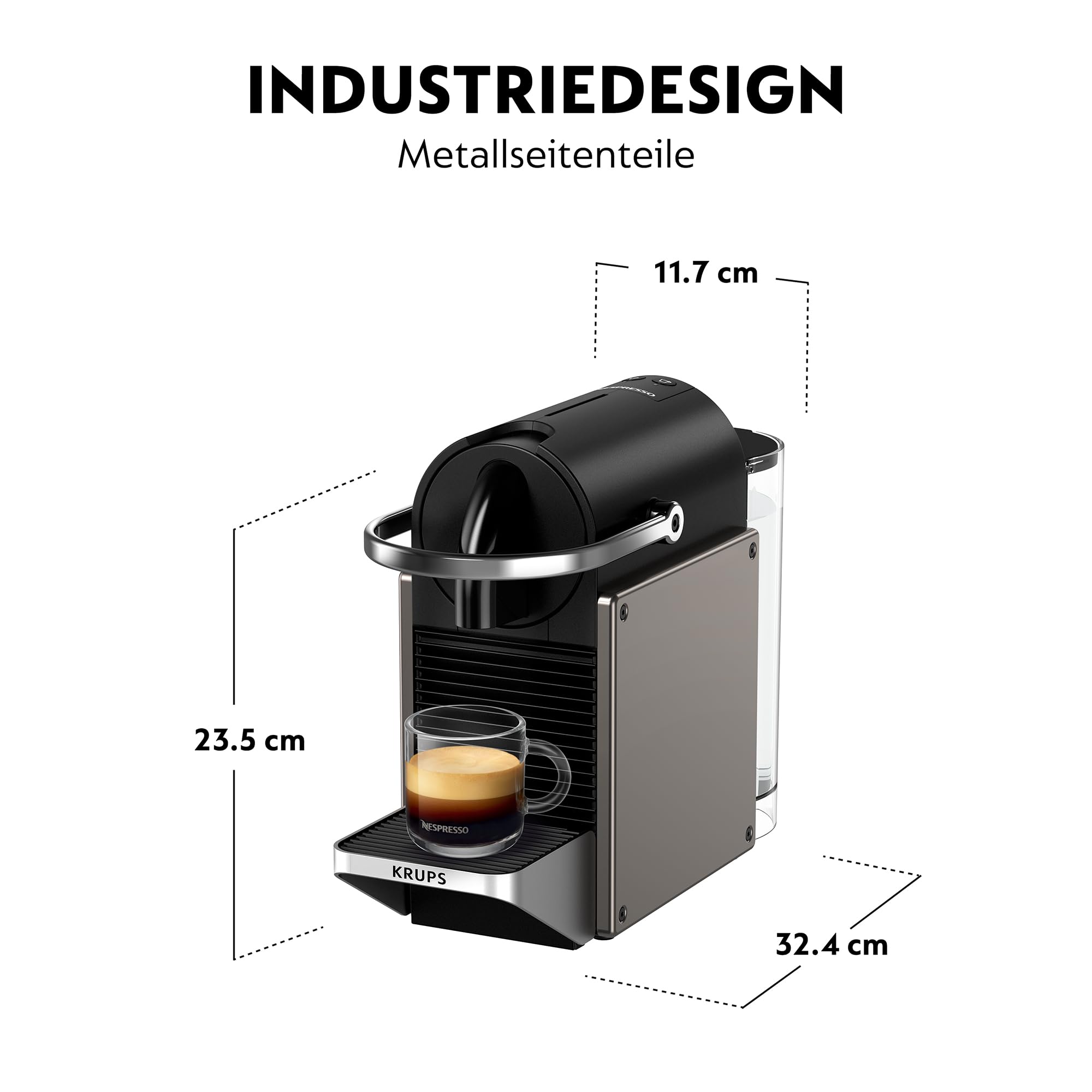 Machine à Expresso Pixie Titan 1260 W - Réservoir 0,7 L, Recettes Programmables, Arrêt Automatique - Métal, XN306TK