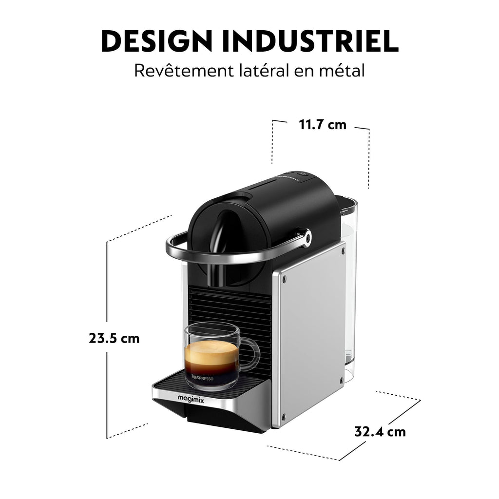 Cafetière à Dosette Pixie EN127.S Entièrement Automatique - Réservoir 1 L, 19 Bars - Argent