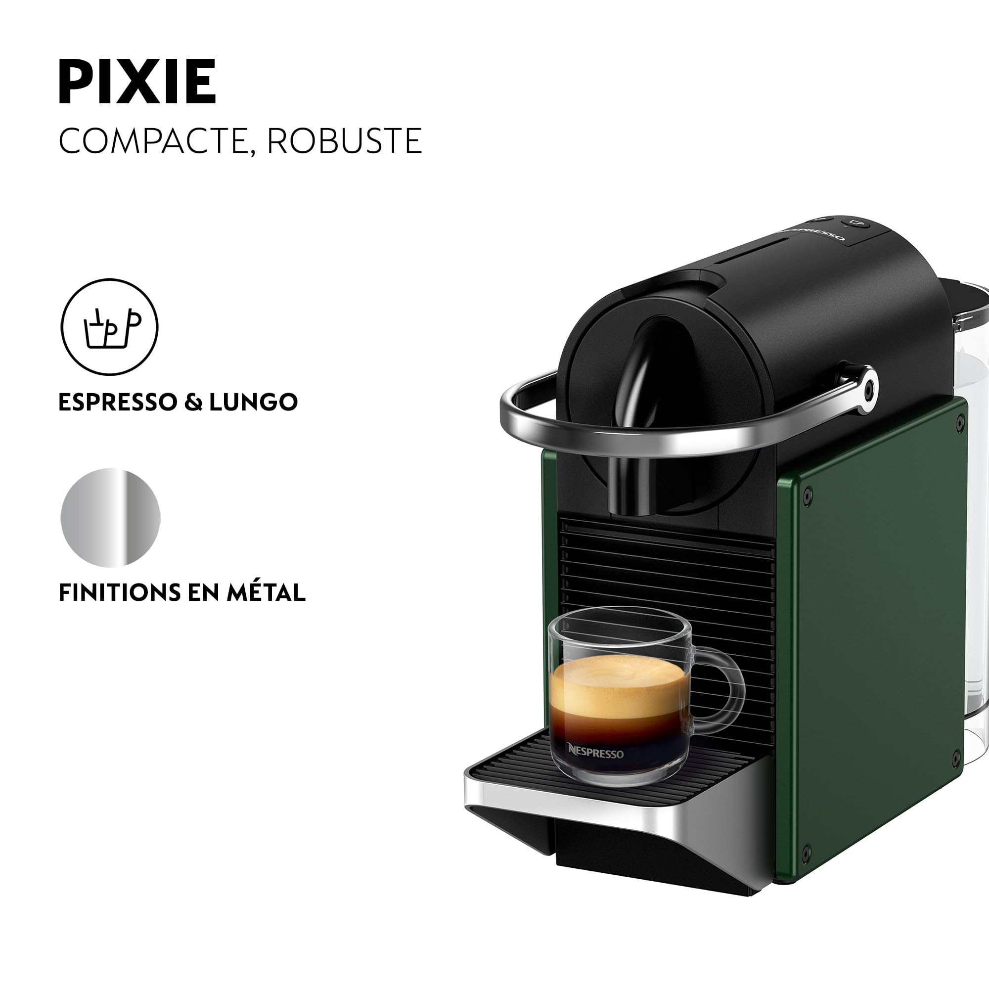 Machine à Café Pixie Vert Foncé YY5291FD - 19 Bars, Expresso et Lungo, Kit de Bienvenue Inclus