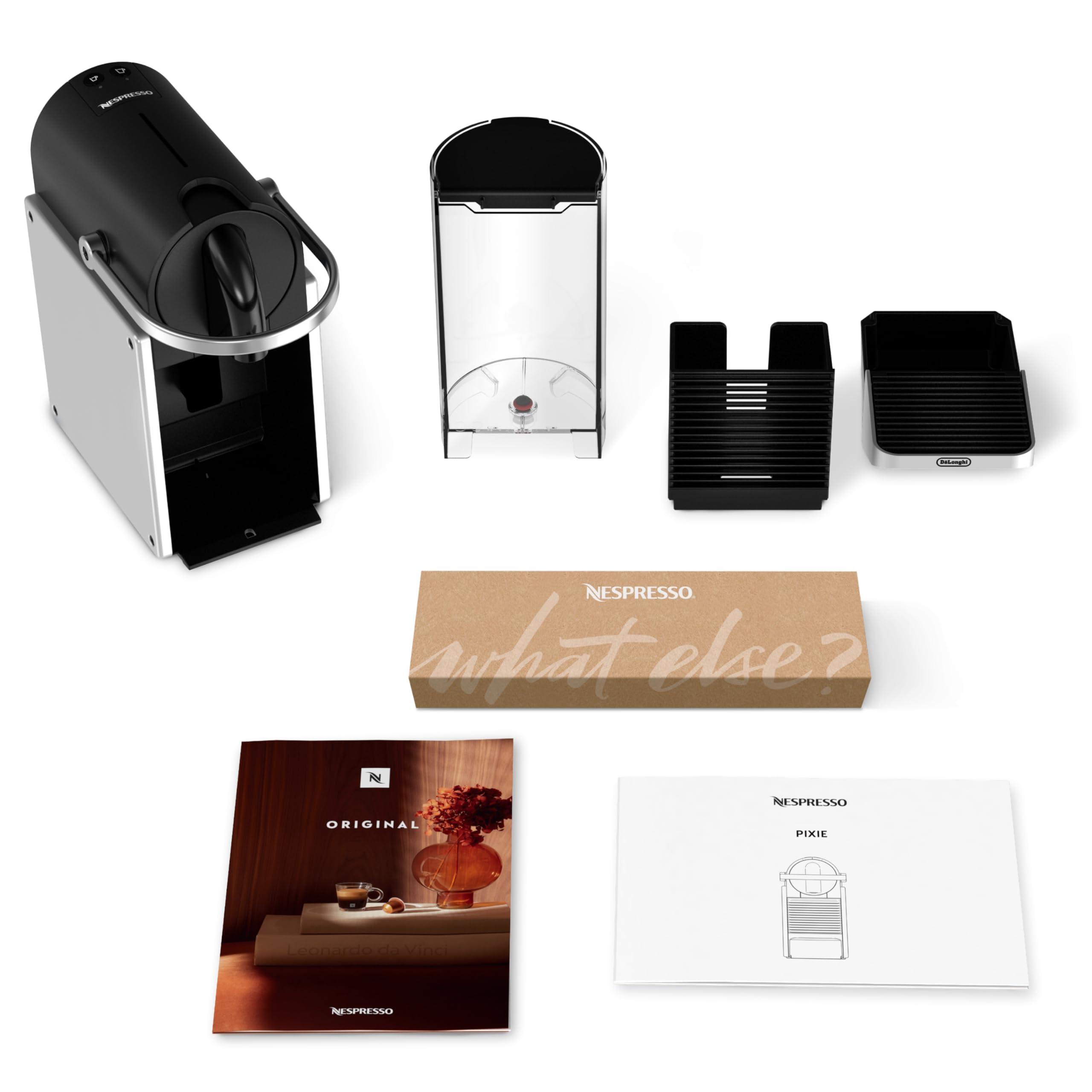 Cafetière à Dosette Pixie EN127.S Entièrement Automatique - Réservoir 1 L, 19 Bars - Argent