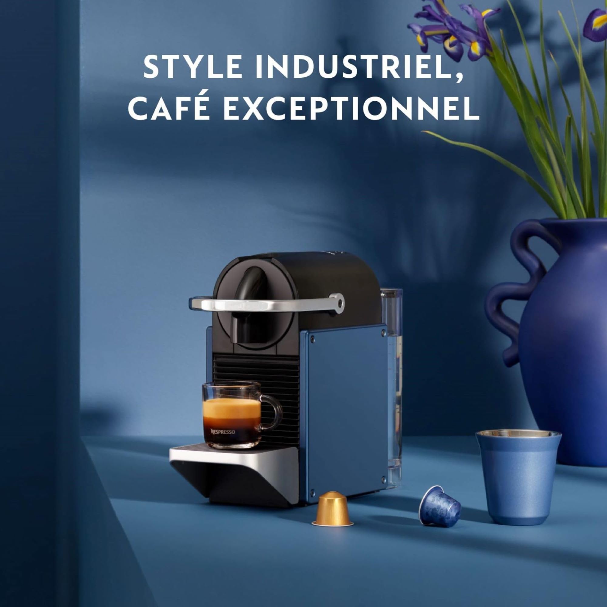 Machine à Café Pixie Bleu EN127.BL - 19 Bars, Expresso et Lungo, Kit de Bienvenue Inclus