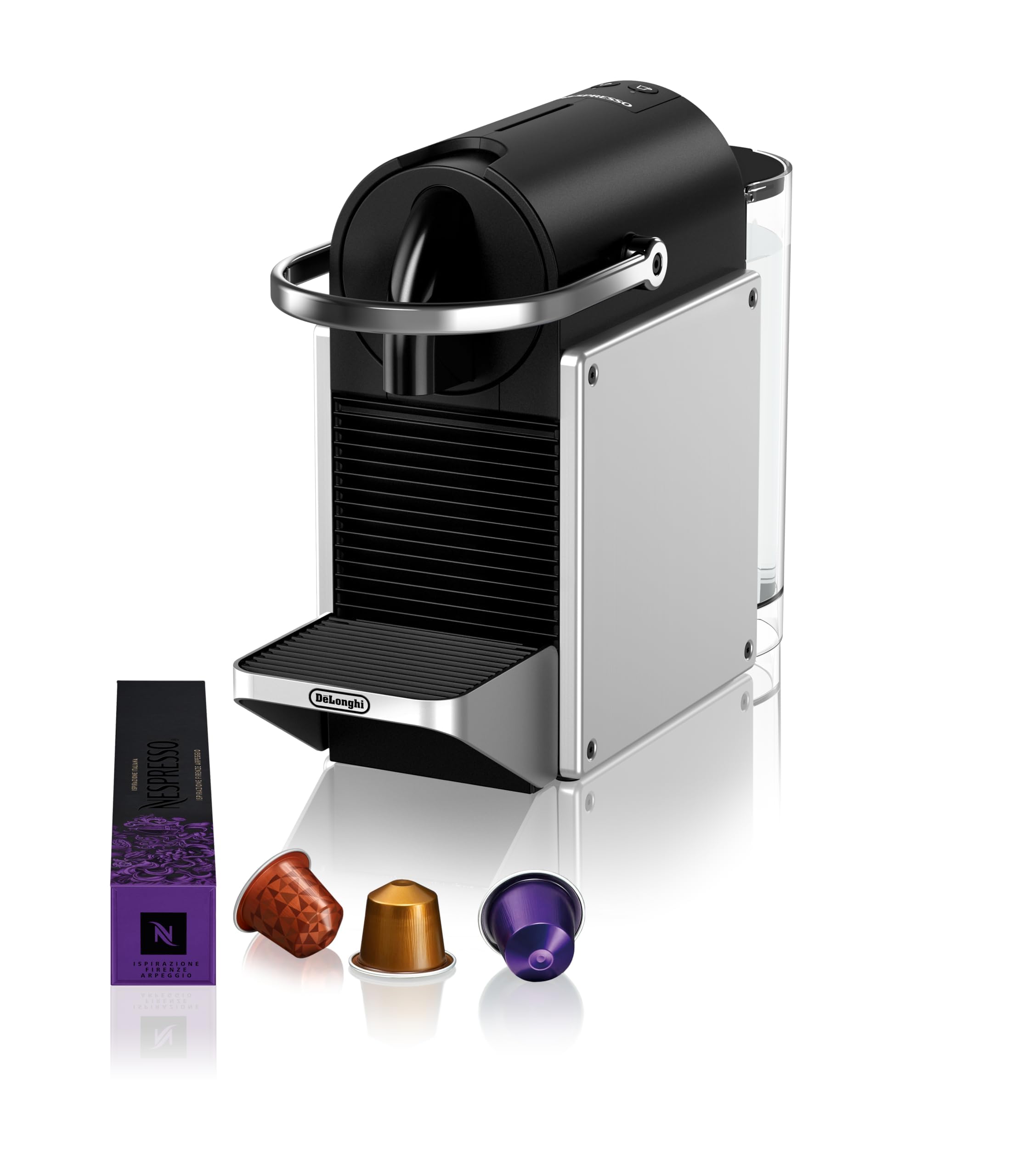 Cafetière à Dosette Pixie EN127.S Entièrement Automatique - Réservoir 1 L, 19 Bars - Argent